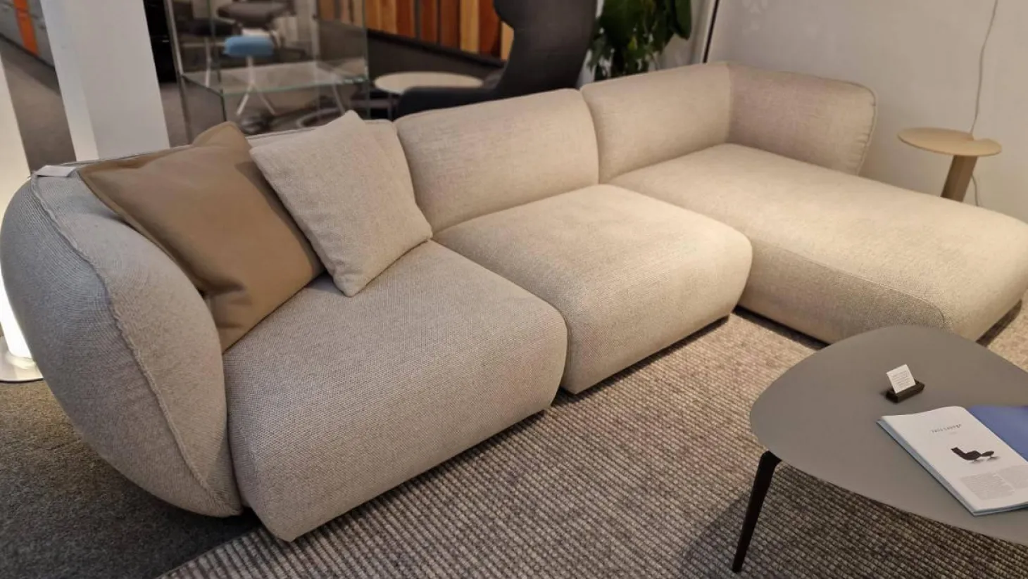 Ecksofa Mia Stoff Sahco Safire 4 0007 Creme Grau ohne Kissen