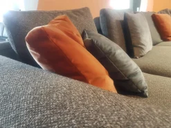 Ecksofa Michel Club Stoff Laveno Schiefer Grau Gestell Metall Schwarz Lackiert