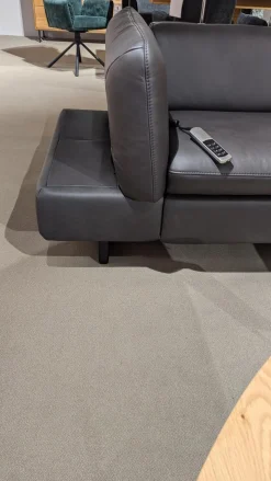 Ecksofa Milano Leder LL Evita Anthrazit Metallkufe Schwarz Matt Ohne Dekokissen