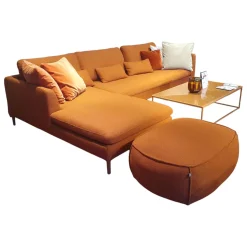 Ecksofa Mioko Stoff 24 Kupferbraun mit 5 Kissen