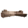 Ecksofa MM PN1102 Leder Torro Granit Grau Beige Füße Aluminium