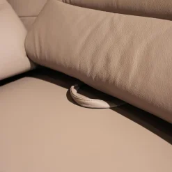 Ecksofa MM PN1102 Leder Torro Granit Grau Beige Füße Aluminium