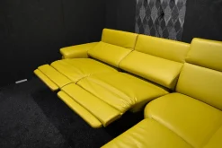 Ecksofa Mobi Leder Dolcia Lemon mit Elektrischer Relaxfunktion und Kopfteilverstellung Manuell