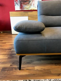 Ecksofa Modell 9060 Stoff AquaClean02 Schiefer PG14 Untergestell Anthrazit mit Hocker