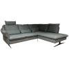 Ecksofa Modell 1043 Stoff Picasso Stone Grau PG 3 mit Kopfstütze und Nierenkissen