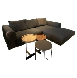 Ecksofa Moss Stoff 80 Dunkelgrau Füße Schwarz