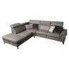 Ecksofa Motion IV Leder LL Evita Smoke Grau Metallfuß Schwarz Mit Tisch Und Kissen