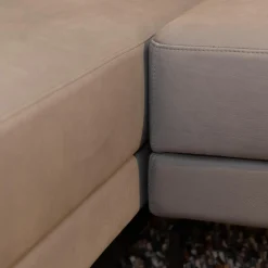 Ecksofa Moule Medium Bezug Leder Taron 5668 0095 Grau Kufen Schwarz Pulverbeschichtet Mit Verstellbarer Rückenlehne