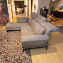 Ecksofa Moule Medium Bezug Leder Taron 5668 0095 Grau Kufen Schwarz Pulverbeschichtet Mit Verstellbarer Rückenlehne