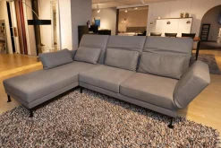 Ecksofa Moule Medium Bezug Leder Taron 5668 0095 Grau Kufen Schwarz Pulverbeschichtet Mit Verstellbarer Rückenlehne