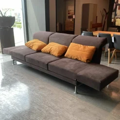 Ecksofa Moule Stoff Braun 6499/9199 mit Hocker und 3 Kissen
