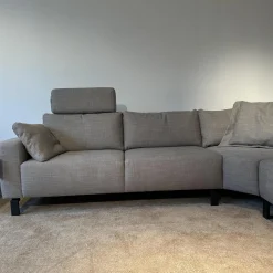 Ecksofa MR 4530 Bezug Stoff Picasso Taupe Grau Metallfuß 192 Schwarz Inklusive Kopfstütze Und Kissen