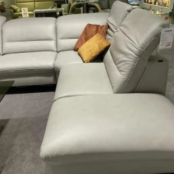 Ecksofa MR 1380 Leder Vivre Alu Grau Füße Schwarz mit Verstellfunktionen