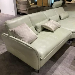 Ecksofa MR 2340 Leder Z7433 Green Tea Grün Metallfuß Schwarz mit Funktionen