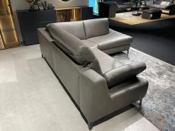 Ecksofa MR 9120 R Leder Kenia Grey Grau Füße 01BL Black Schwarz