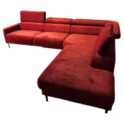 Ecksofa MR 4510 Stoff JAB 2 Rot Metallfuß Schwarz Matt Inklusive Manueller Kopfteilverstellung
