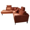 Ecksofa MR 4530 Stoff Picasso Peach Orange Rot Metallfuß Schwarz Matt Mit Kissen Inklusive 2 Kopfstützen XL