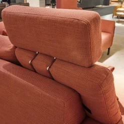 Ecksofa MR 4530 Stoff Picasso Peach Orange Rot Metallfuß Schwarz Matt Mit Kissen Inklusive 2 Kopfstützen XL