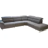 Ecksofa MS 1019 Stoff 24 Q2 Rustica Brikett Grau Metallkufe Edelstahloptik Gebürstet Mit Wall Free Funktion