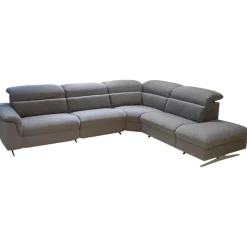 Ecksofa MS 1019 Stoff 24 Q2 Rustica Brikett Grau Metallkufe Edelstahloptik Gebürstet Mit Wall Free Funktion