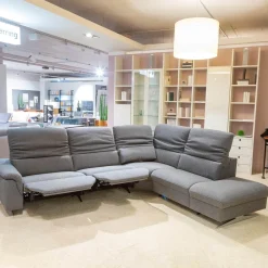 Ecksofa MS 1019 Stoff 24 Q2 Rustica Brikett Grau Metallkufe Edelstahloptik Gebürstet Mit Wall Free Funktion