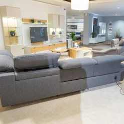 Ecksofa MS 1019 Stoff 24 Q2 Rustica Brikett Grau Metallkufe Edelstahloptik Gebürstet Mit Wall Free Funktion