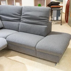 Ecksofa MS 1019 Stoff 24 Q2 Rustica Brikett Grau Metallkufe Edelstahloptik Gebürstet Mit Wall Free Funktion