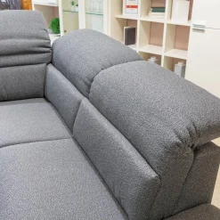 Ecksofa MS 1019 Stoff 24 Q2 Rustica Brikett Grau Metallkufe Edelstahloptik Gebürstet Mit Wall Free Funktion