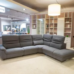 Ecksofa MS 1019 Stoff 24 Q2 Rustica Brikett Grau Metallkufe Edelstahloptik Gebürstet Mit Wall Free Funktion