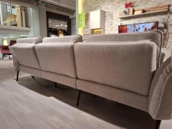 Ecksofa Murcia Stoff Space Natur Metallfuß Schwarz mit motorischer Fußauflage