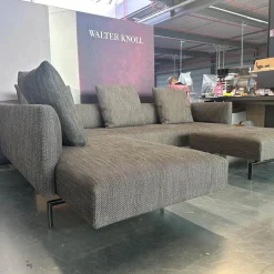 Ecksofa Muud Stoff Bogar 7830 Nightshade Grau Kufen Metall Matt Schwarz Pulverbeschichtet Mit Hocker