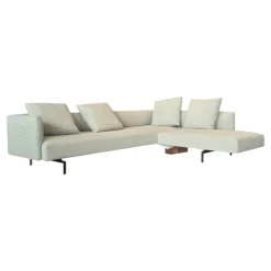 Ecksofa Muud Stoff Canto Pearl Beige Kufen Metall Matt Schwarz Pulverbeschichtet Mit Stoppgleitern