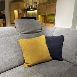 Ecksofa Neapel Stoff 5802 084 Quarz Hellgrau Federkern Füße Metall Mit Dekokissen