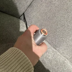 Ecksofa Neapel Stoff 5802 084 Quarz Hellgrau Federkern Füße Metall Mit Dekokissen