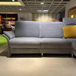 Ecksofa Neapel Stoff 5802 084 Quarz Hellgrau Federkern Füße Metall Mit Dekokissen