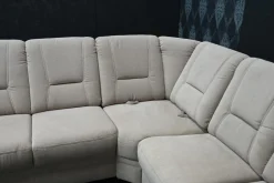 Ecksofa Nebraskar Stoff Enoa Fashion Sand 18 Grau mit Manueller Relaxecke