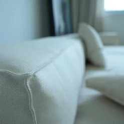 Ecksofa Neowall Stoff Khali Top Farbe 02 Beige Creme mit 3 Kissen