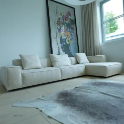 Ecksofa Neowall Stoff Khali Top Farbe 02 Beige Creme mit 3 Kissen