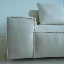 Ecksofa Neowall Stoff Khali Top Farbe 02 Beige Creme mit 3 Kissen