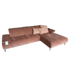 Ecksofa Nicolai Stoff Nile Kupfer 300 Braun Fuß Schwarz Matt mit Verstellfunktionen