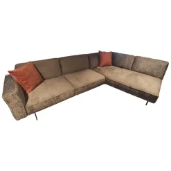 Ecksofa No 04 Stoff Fusion Thyme PG III Grau Metallfüße Schwarz