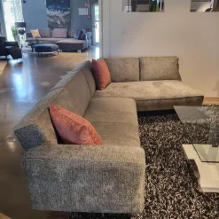 Ecksofa No 04 Stoff Fusion Thyme PG III Grau Metallfüße Schwarz