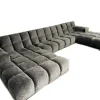 Ecksofa Ocean 7 Stoff 66 2085 Silberschimmer Grau mit 7 Kissen