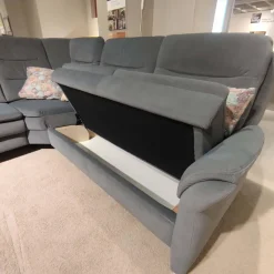 Ecksofa OS-PP1132 Bezug Mikrofaser Blau-Grau Füße Metall Mit Motorischer Relaxfunktion