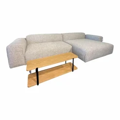 Ecksofa Padua aus Stoff Storm 2 Light Grey Grau Füße Schwarz Inklusive Beistelltisch