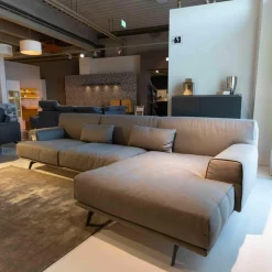 Ecksofa Paolino Stoff Grau PG E Daunenfüllung Husse Abnehmbar