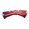 Ecksofa Paradies Leder Paloma Cherry Rot Fuß Buche Wenge Schwarz Mit Kissen Und Couchtisch