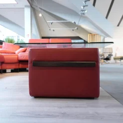 Ecksofa Paradies Leder Paloma Cherry Rot Fuß Buche Wenge Schwarz Mit Kissen Und Couchtisch