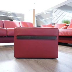 Ecksofa Paradies Leder Paloma Cherry Rot Fuß Buche Wenge Schwarz Mit Kissen Und Couchtisch