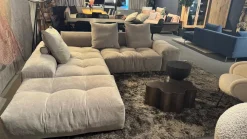 Ecksofa Pixel Stoff 20 Lusso Grün Grau Inklusive Hocker